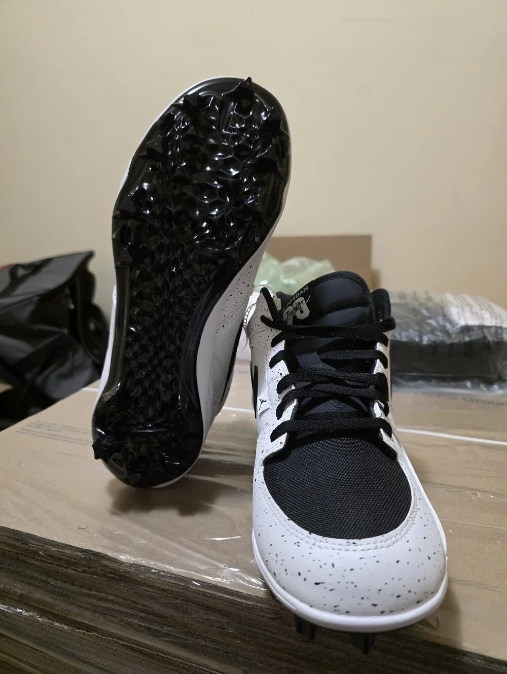 Men's Air Jordan Stadium 90 Low TD White Black Cleats HQ0210-100 Size 10